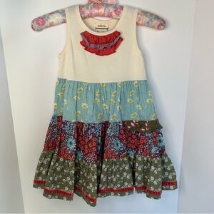 Matilda Jane Cream and Green Floral Dress. Country Fields girls size 4.